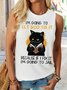 Women's Funny I'm going let god fix it Casual Crew Neck Text Letters Tank Top