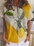 Women‘s Plants Lemon Casual Vacation Loose Crew Neck T-Shirt