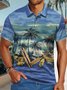 Men's Polo Collar Hawaii Coconut Art Print Tree Polo Shirt