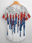 Women's Patriotic Print Casual T-Shirt