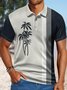 Men's Coconut Tree Vacation Style Tropical Hawaii Striped Art Print Polo Collar Urban Polo Shirt
