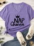 Lilicloth X Funnpaw Women's Nap Queen Matching V Neck T-Shirt