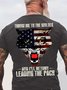 Men's Throw Me To The Wolves And I'll Return Leading The Pack Funny Graphic Printing America Flag Casual Crew Neck Cotton T-Shirt