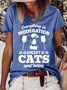 Women's Funny Cat Lover Everything In Moderation Except Cats And Wine Casual T-Shirt