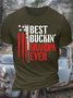 Men’s Best Buckin’ Grandpa Ever Text Letters Casual Cotton T-Shirt