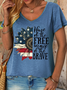 Women's Sunflower American Flag Home Of The Free Because Of The Brave Loose V Neck T-Shirt
