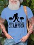 Men's Social Distancing Champion Funny Bigfoot Graphic Printing Text Letters Cotton Casual T-Shirt