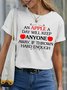 Women’s An Apple A Day Will Keep Anyone Away If Thrown Hard Enough Crew Neck Text Letters Loose Casual T-Shirt
