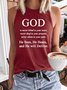 Women‘s Jesus Faith God Religious God is never blind to your tears Letter Print Casual Tank Top