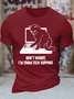 Men's Don't Worry I'm From Tech Support Funny Cat Graphic Printing Text Letters Cotton Crew Neck Casual T-Shirt