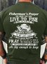 Men’s Fisherman’s Prayer God Grant That I May Live To Fish Until My Dying Day Crew Neck Casual Cotton T-Shirt