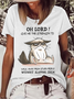 Women's Funny Cat Oh Lord Give Me The Strength To Walk Away From Stupid People Without Slapping Them Casual T-Shirt
