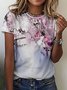 Women's Plant Floral Painting Casual Crew Neck T-Shirt
