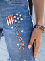 Women's America Flag Hole Patch Fifth Pants Denim Shorts