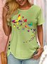 Women's Butterfly print Casual Cotton-Blend T-Shirt