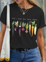 Women's Let's Root For Each Other And Watch Each Other Grow Gardening Vegetable Green Simple Crew Neck Text Letters T-Shirt
