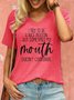 Womens I Try To Be A Nice Person Print Text Letters T-Shirt