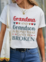 Women's Funny Mother’s Day Grandma And Grandson Cotton Text Letters Casual Loose T-Shirt