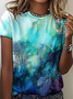 Women's Casual Abstract Ocean Print T-Shirt