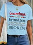 Women's Funny Mother’s Day Grandma And Grandson Cotton Text Letters Casual Loose T-Shirt