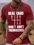 Men's Real Cars Don'T Shift Themselves Funny Graphic Printing Cotton Casual Text Letters T-Shirt