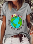 Women's Recycle Reuse Renew Rethink Floral Save the Earth Casual Text Letters Cotton-Blend T-Shirt