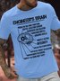 Men's Engineer's Brain Problem-Solving Function Coffee Location Sensor Funny Graphic Printing Text Letters Casual Cotton T-Shirt