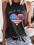 Women's Cute Memorial Day Letters Crew Neck Casual Tank Top