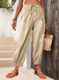 Women's High Waist Pants Drawstring Capri Pants with Pockets Wide Leg Cropped Pants