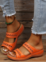 Women's Hollow out Applique Slip On Platform Wedge Sandals Summer Casual Sandals Walking Shoes