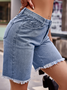 Women's Tassel Jean Shorts Casual High Waisted Long Denim Shorts