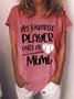 Women's My Favorite Player Calls Me Mimi Funny Baseball For Hearts Graphic Printing Casual Cotton-Blend Crew Neck Text Letters T-Shirt