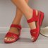Women's Leather Hollow Breathable Velcro Von-slip Comfortable Soft Sandals Flat Shoes