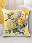 18*18 Throw Pillow Covers, Bird Floral Soft Flax Cushion Pillowcase Case For Living Room