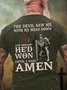 Men's The Devil Saw Me With My Head Down And Thought Hed Won Until I Said Amen Funny Graphic Printing Casual Cotton Text Letters T-Shirt