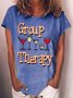 Women's Group Therapy Alcohol Funny Wine Crew Neck Casual T-Shirt