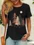 Women’s Plant Tree Moon Wood Casual Loose T-Shirt