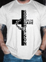 Men's God So Loved The World That He Gave His Only Son Funny Graphic Printing Cotton Loose Casual T-Shirt