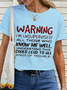 Women's Funny Word Warning I'M Unsupervised Text Letters Loose Crew Neck Simple T-Shirt