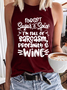 Women’s Funny Wine Text Letters Crew Neck Casual Tank Top