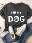 Lilicloth X Funnpaw Women's I Love My Dog Matching V Neck T-Shirt