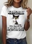 Women's Funny I Am Getting Too Old To Try Impress People Grumpy Cat Casual Crew Neck Letters T-Shirt