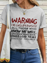 Women's Funny Word Warning I'M Unsupervised Text Letters Loose Crew Neck Simple T-Shirt