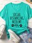 Women's Social Distancing With My Dog Matching V Neck T-Shirt