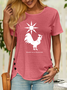 Women’s Happy As A Rooster Cotton Casual Crew Neck T-Shirt