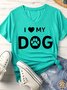 Lilicloth X Funnpaw Women's I Love My Dog Matching V Neck T-Shirt
