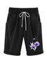 Women‘s Floral Knee Length Bermuda Shorts Plus Size Casual Summer Loose Fit Long Shorts Elastic Waist Shorts with Pockets