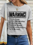 Women's Funny Word Warning Kinda Crazy Little Bit Mouthy Probably Lost Could Be Drunk Simple T-Shirt