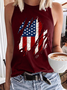 Women's Flag Crew Neck Independence Day Casual Tank Top