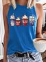 Women's 4th of July Coffee Independence Patriotic Print Casual Tank Top